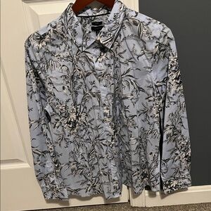 Talbots cotton blouse in blue, black and white size 14